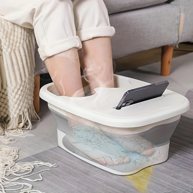 Foldable Footbath Massage Bucket With Lid  Easy To Store Portable Foot Bath Tray Collapsible Foot Soak Bucket for Relaxing