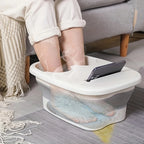 Foldable Footbath Massage Bucket With Lid  Easy To Store Portable Foot Bath Tray Collapsible Foot Soak Bucket for Relaxing
