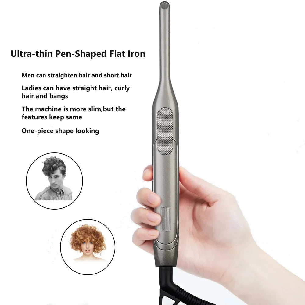 Mini Hair Straightener Flat Iron & Curler for Beard and Hair, Black or Gray, AU/EU/UK/US Plug