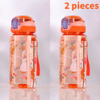 600ml Dinosaur Water Bottle For Kids Water Sippy Cup With Silicone Straw Leakproof Plastic Water Bottles Summer Kids Water Cup