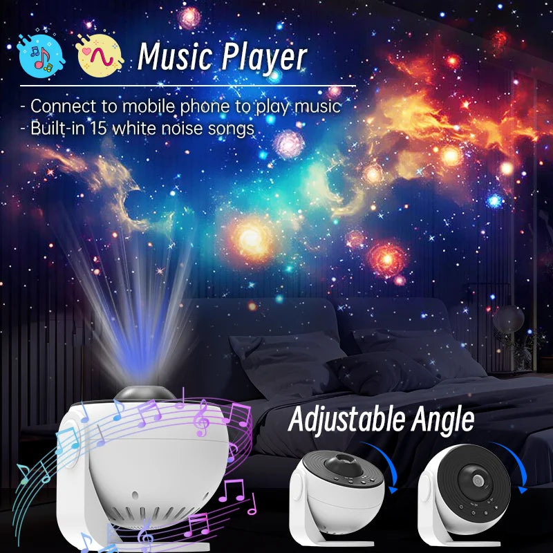 Galaxy Star Projector Night Light Planetarium with Remote, Bluetooth, Black