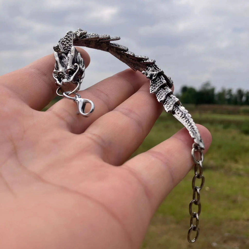 Y2K Silver centipede Bracelet/Retro Dragon Bracelet/Lobster Clasp Unisex Edgy Accessory New / Unique Punk Style