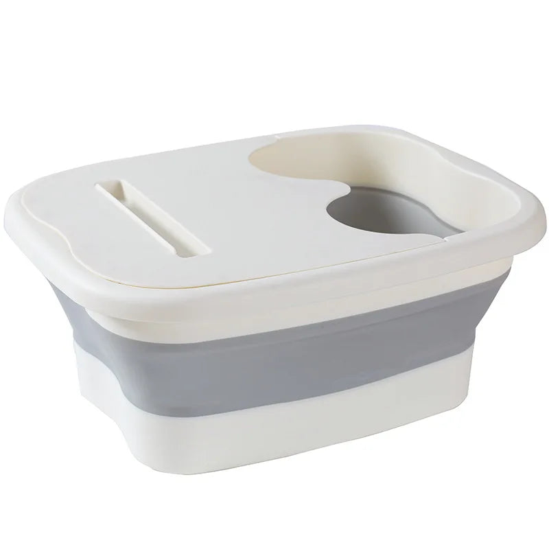 Foldable Footbath Massage Bucket With Lid  Easy To Store Portable Foot Bath Tray Collapsible Foot Soak Bucket for Relaxing
