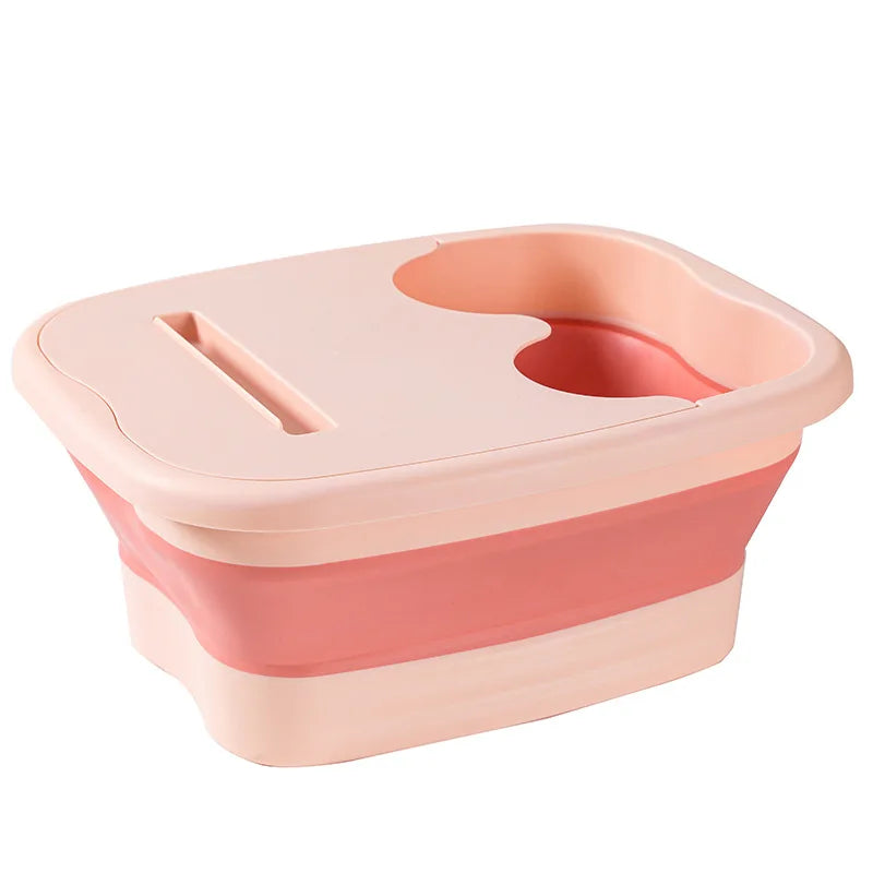 Foldable Footbath Massage Bucket With Lid  Easy To Store Portable Foot Bath Tray Collapsible Foot Soak Bucket for Relaxing