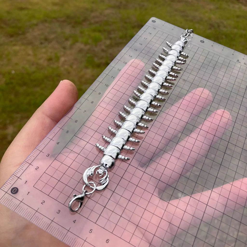 Y2K Silver centipede Bracelet/Retro Dragon Bracelet/Lobster Clasp Unisex Edgy Accessory New / Unique Punk Style