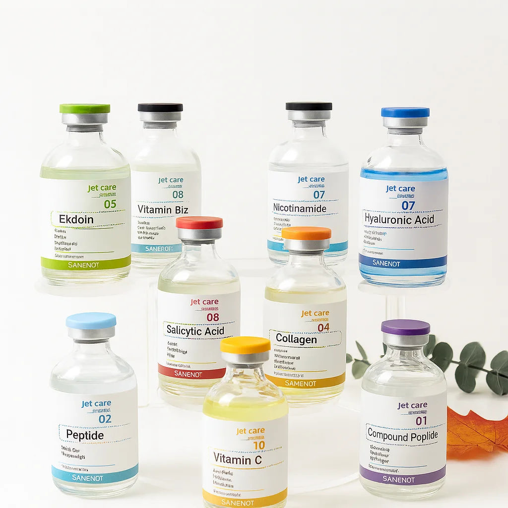 SANENDI Facial Skin Serum Ampoules Hydrating Brightening Skincare with Astaxanthin Copper Peptide PDRN Collagen Niacinamide HA
