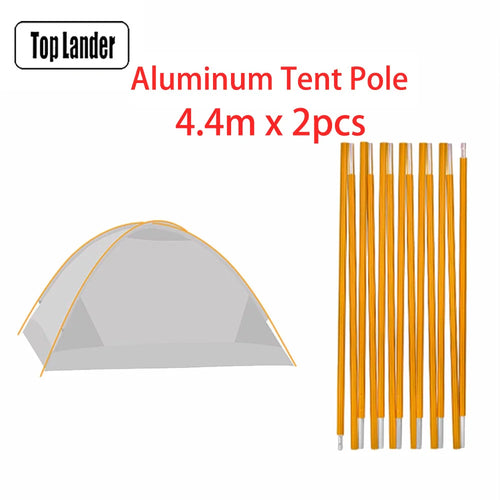 (2pcs/pair) Camping Tent Pole Aluminum Replacement Fittings 3.6m 4m 4.4m Outdoor Tent Rod Camping Repair Accessories