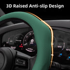 Suitable for Tesla Perforated Leather Steering Wheel Cover, Non-Slip, Sweat-Absorbent, Breathable, Integrated Snap-On Protective Case for Model 3 Y S X and Other Models, Available in Black, Orange, Red, White, Green