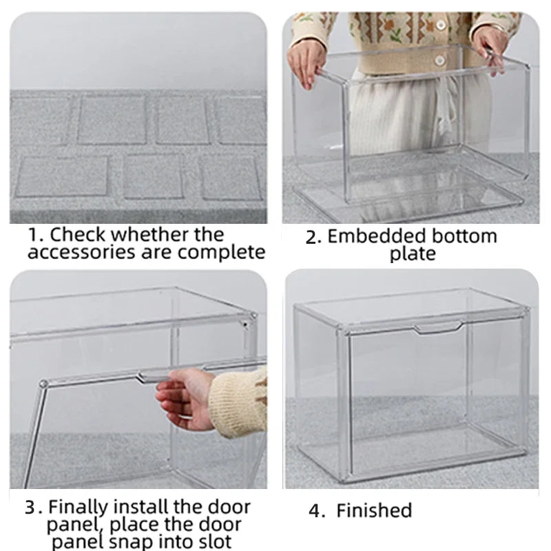 Clear Acrylic Display Storage Box Organizer Dustproof for Figures Toys Handbags, 1pc/3pc 27-60cm
