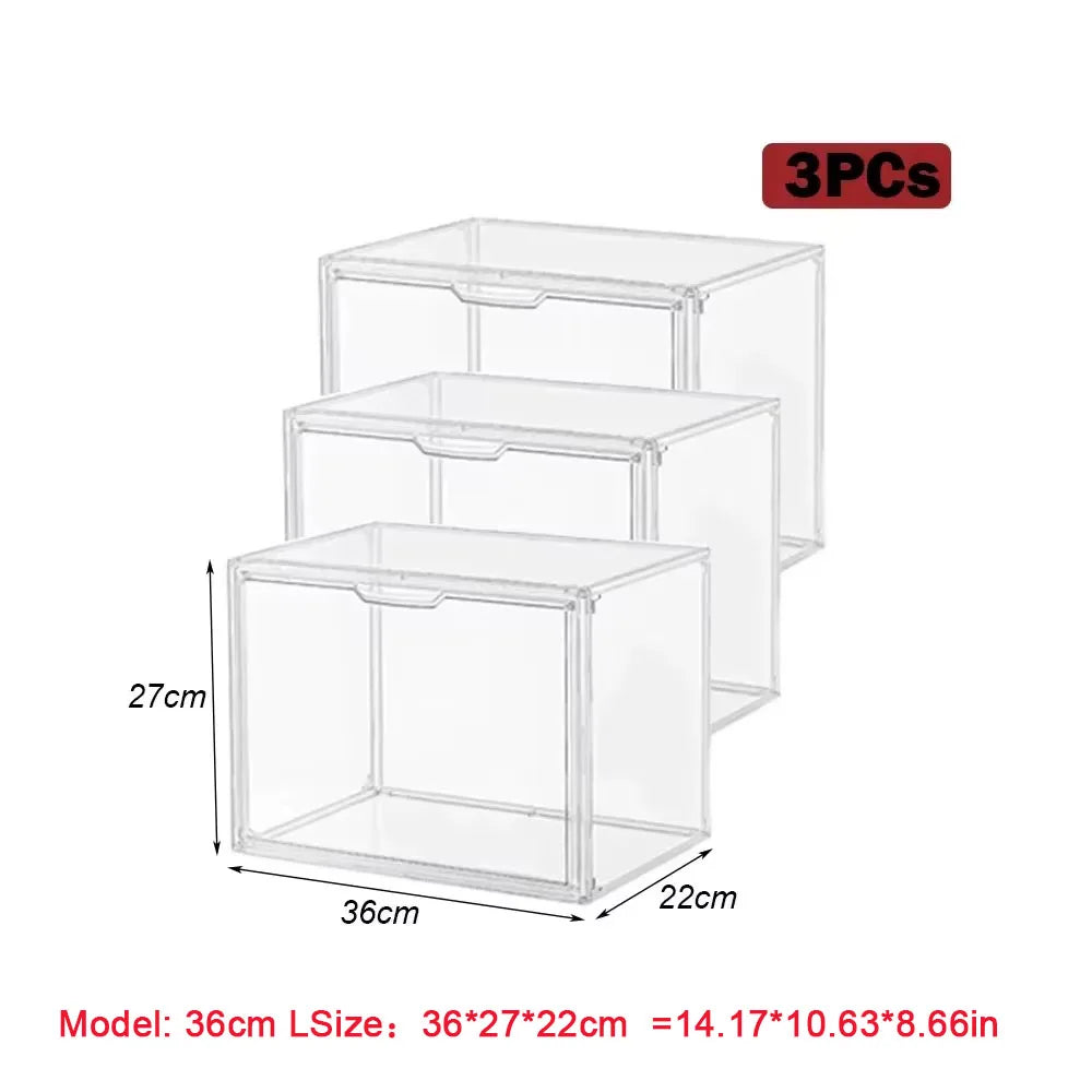 Clear Acrylic Display Storage Box Organizer Dustproof for Figures Toys Handbags, 1pc/3pc 27-60cm