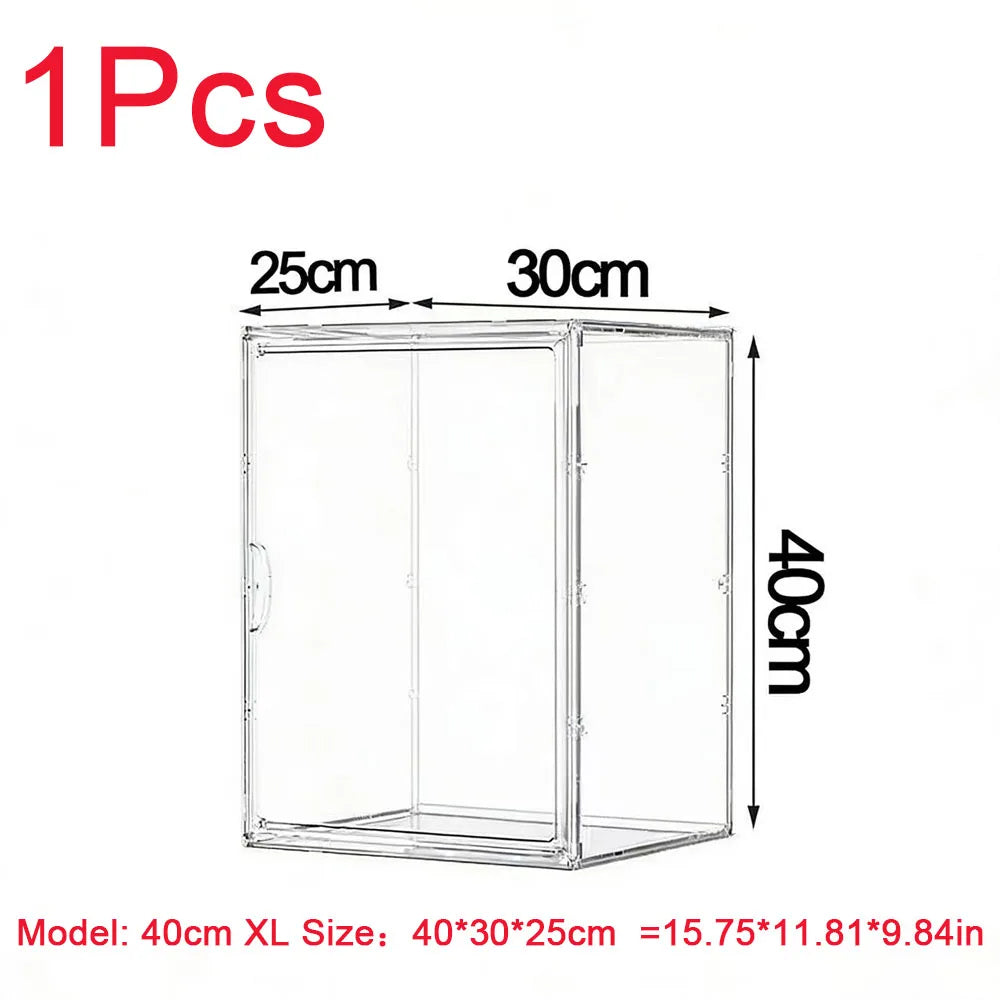 Clear Acrylic Display Storage Box Organizer Dustproof for Figures Toys Handbags, 1pc/3pc 27-60cm