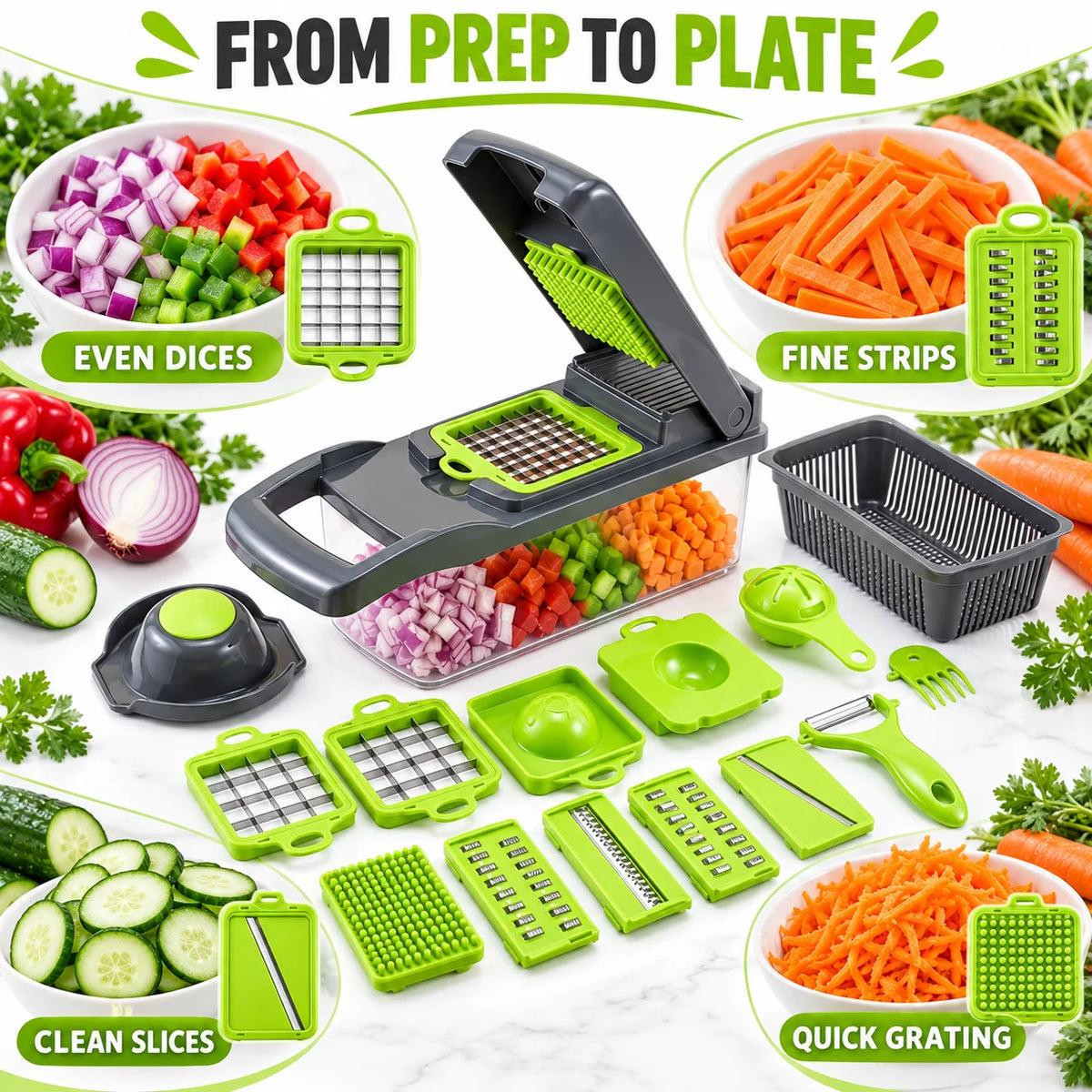 Advanced Vegetable Cutter - Wave Cut Pattern, Decorative Ridges for Veggies, Single Piece