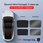 2PCS For Tesla Model 3/Y/3 Highland/Y Juniper Ice Cloth Buckle Shades for Glass Roof Front & Rear Sunroof Skylight Sunshade