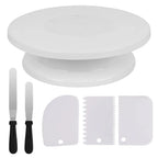 1/6pcs Cake Turntable Set Plastic Revolving Cake Decorating Stand Cake Icing Turntable includes 2 spatulas 3 icing spatulas