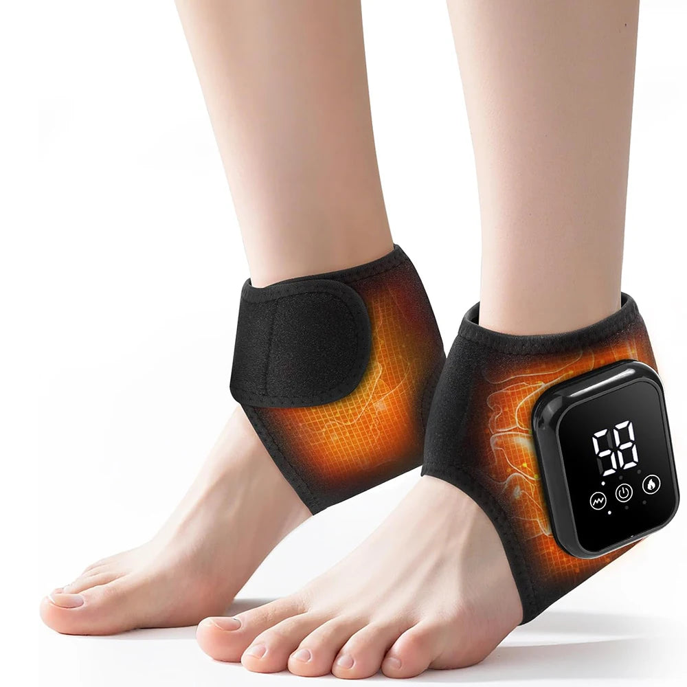 Electric Heat And Vibration Ankle Massager Infrared Hot Compress Therapy Ankle Massage Heated Wrap Support Brace Foot Protector