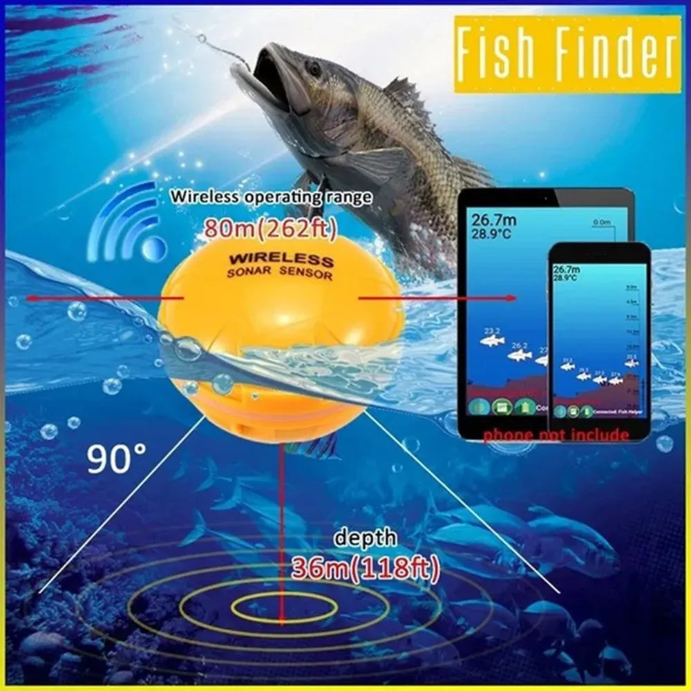 PuPoPan  Wireless Bluetooth Smart Sonar Fish Finder 48m/160ft Fish Finder Portable Outdoor Fishing Equipment For IOS Android
