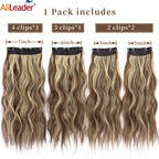 4Pcs/Set 20Inch Synthetic Hair Clip In Long Wavy Thick Hairpieces For Women Full Head Synthetic Hair Extensions Ombre Hairpieces