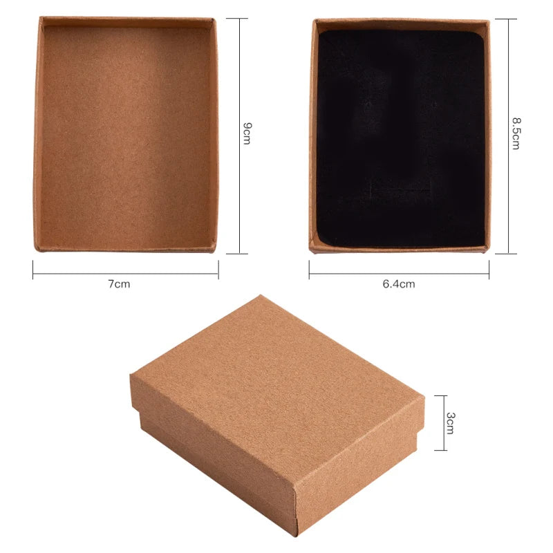 24 Pcs Cardboard Jewelry Boxes 3.54×3.54x1.18 Square Cardboard Box Paper Kraft Paper Gift Packaging Box for Christmas