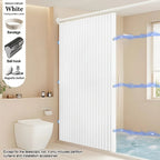 Magnetic Shower Curtain Waterproof Foldable Bathroom Divider, Beige/Gray/White/Black Sizes