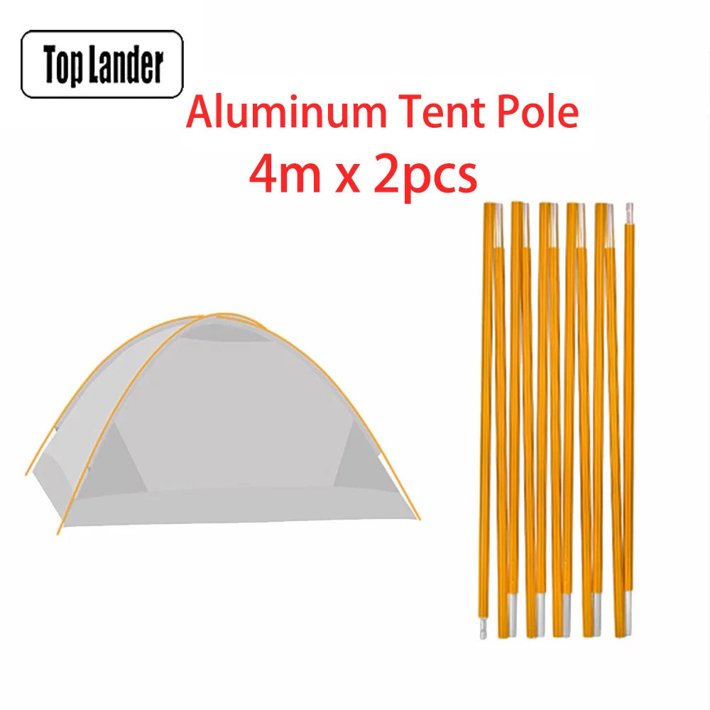 (2pcs/pair) Camping Tent Pole Aluminum Replacement Fittings 3.6m 4m 4.4m Outdoor Tent Rod Camping Repair Accessories