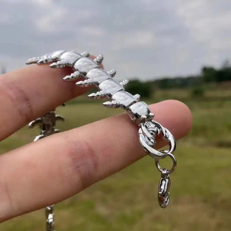 Y2K Silver centipede Bracelet/Retro Dragon Bracelet/Lobster Clasp Unisex Edgy Accessory New / Unique Punk Style