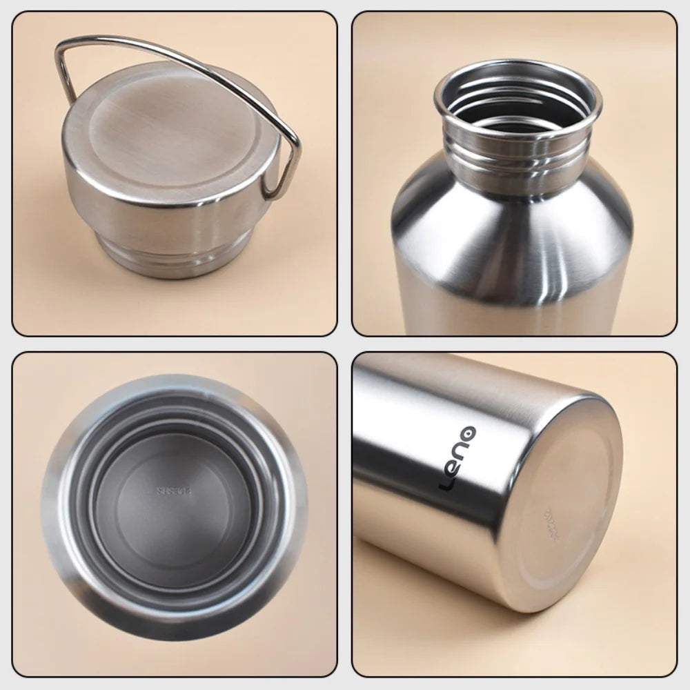 2L Drink Bottle for Sport Large Capacity Stainless Steel Sport Bottle Single-Layer Water Cup Metal Flask Drinkware Camping Sport