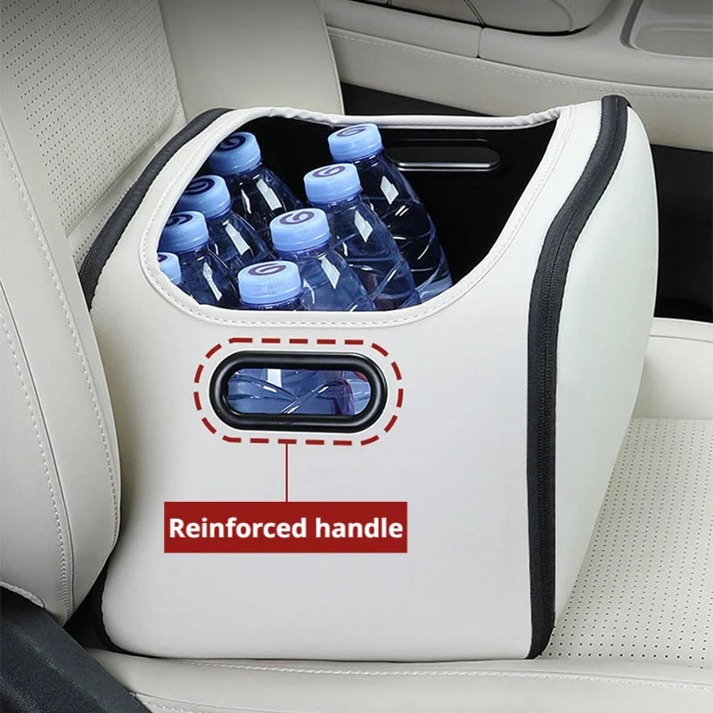 SEAMETAL Large Capacity Car Seat Organizer Universal Portable Storage Bag Zipper Side Opening Design Wear-Resistant Pu Leather