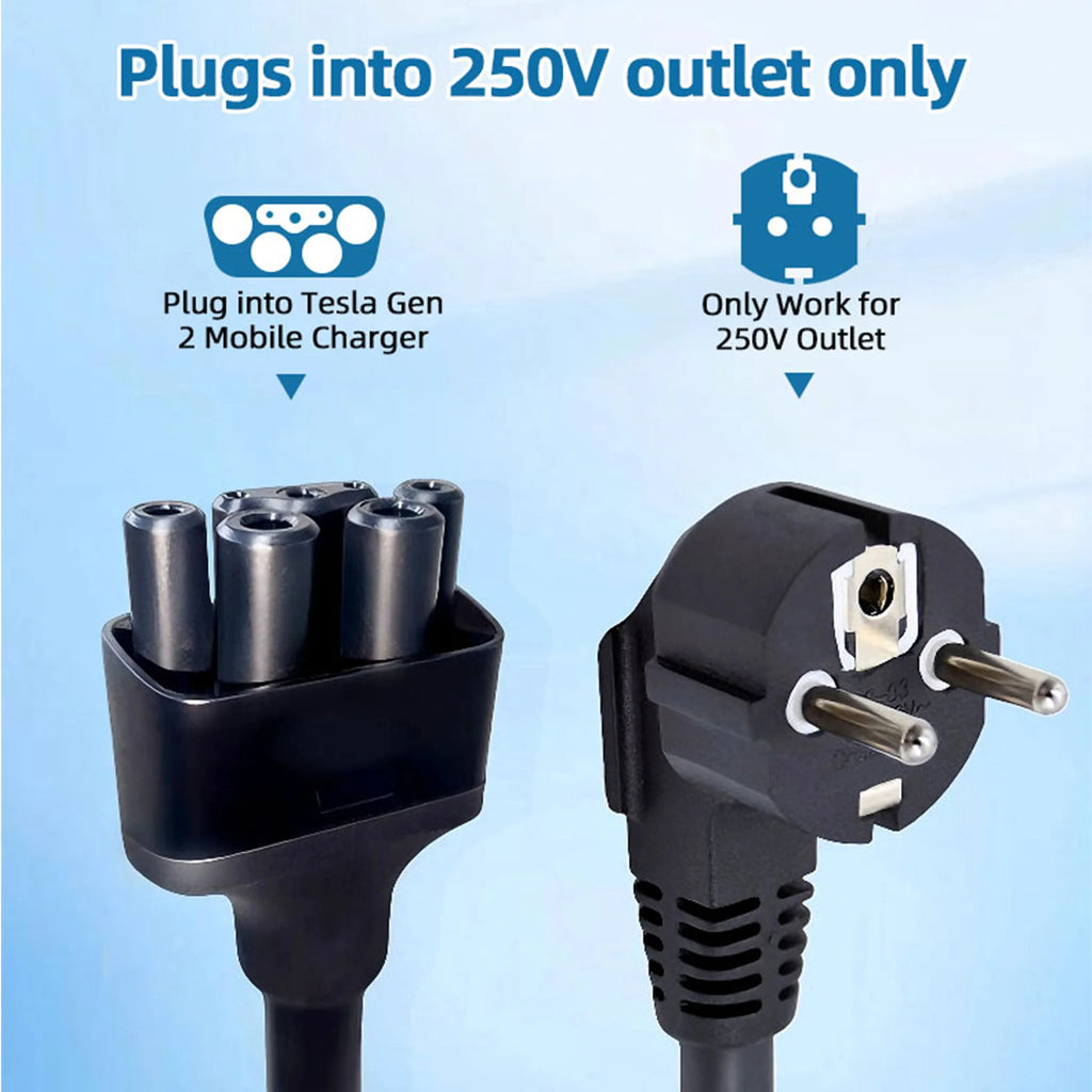 NEMA Adapter For Tesla EU 16A Schuko Adapter Gen 2 Universal Mobile Connector with TPE Cable Model S/Y/X/3 EV Connector