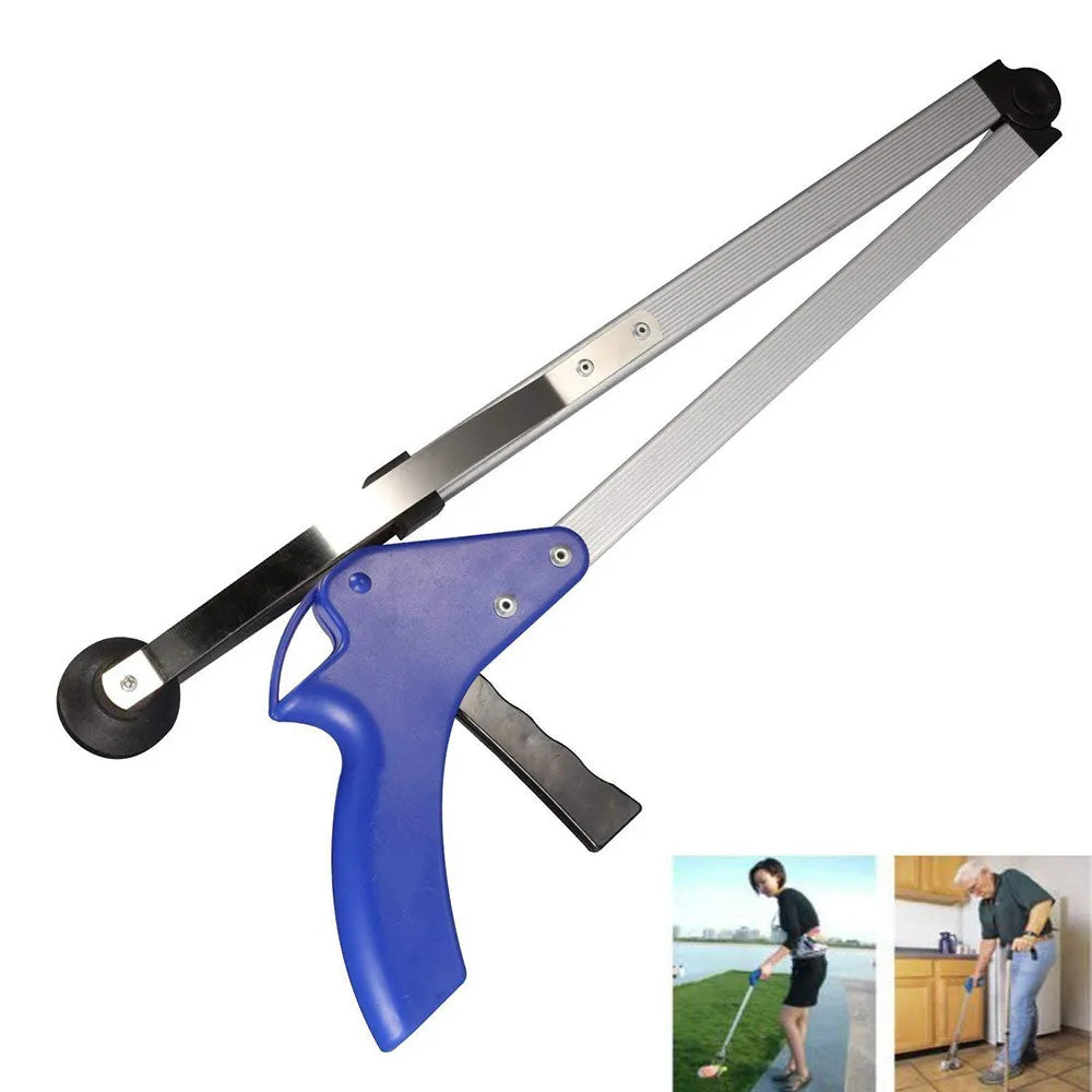 Extra Long Reacher Grabber Tool, Foldable Pick Up Stick for Trash, White