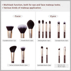 Jessup Makeup Brushes Set 15pcs Professional Makeup Brush Powder Eyeshadow Liner Foundation Blush Blending Zinfandel/Golden