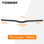 TOSEEK Full Carbon Handlebar 25.4mm Folding Bike Horizontal Handle Bar 400-700MM Matt Black Ultralight Bicycle Straight Handleba