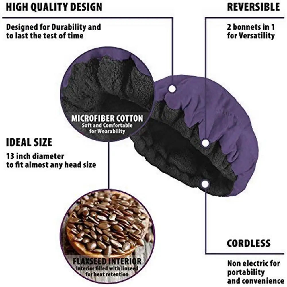 Hair Care Heating Cap Deep Conditioning Heat Cap Microwavable Heat Cap Steaming Microfiber Cotton Reversible Flaxseed Interior