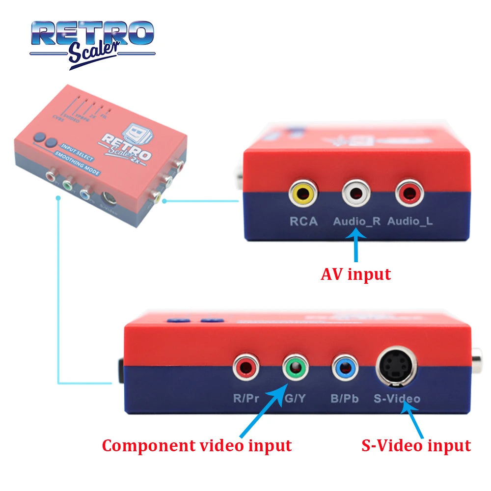 RetroScaler2x A/V to HDMI® Converter and Line-doubler For Retro Game Consoles PS2 N64 NES Dreamcast Saturn MD1 MD2