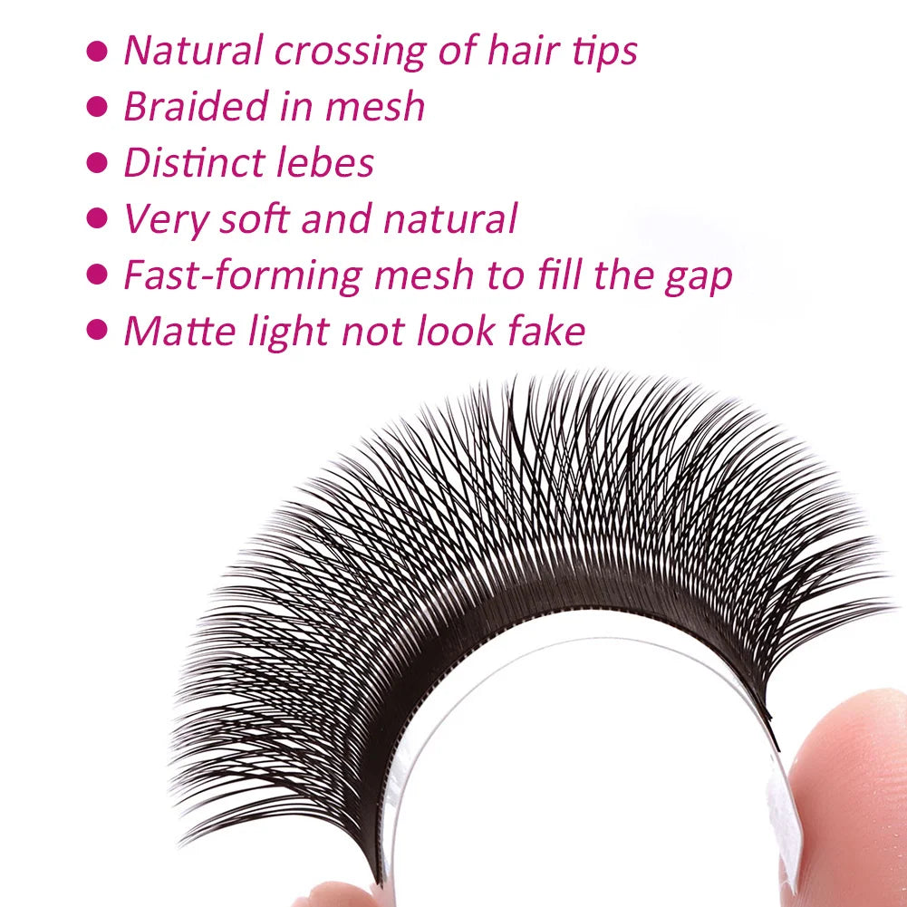 Fadvan YY Shape Premade Fan Eyelash Extensions 10 Cases Black 0.07mm C/D Curl 6-15mm