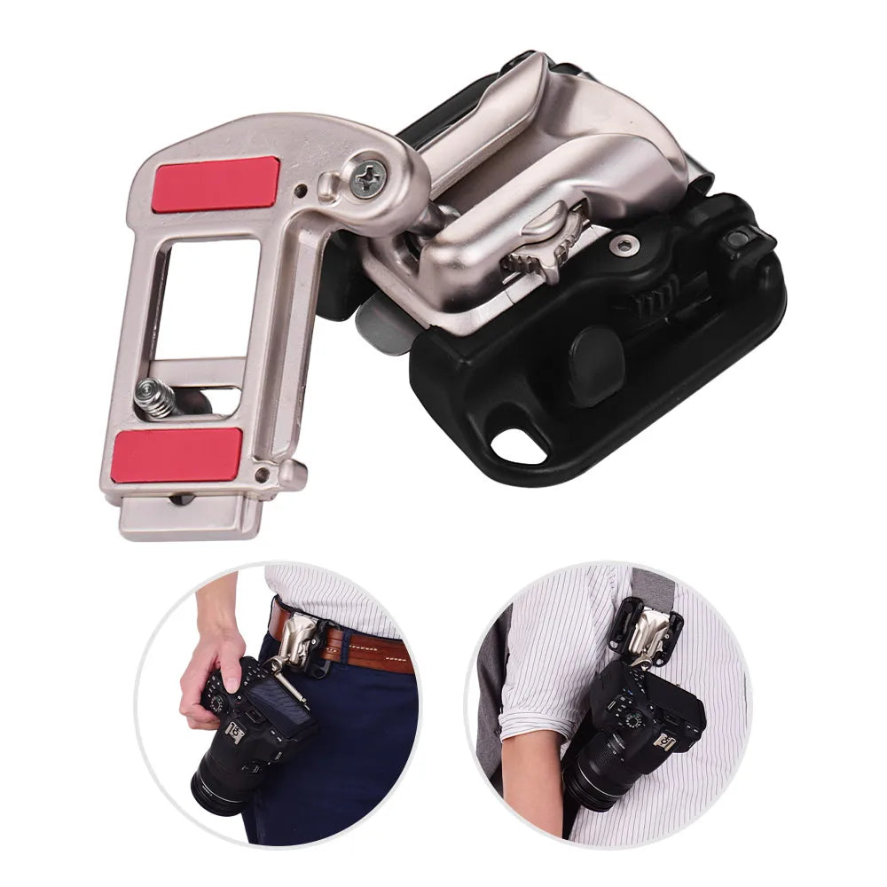 Camera Belt Holster Mount Waist Clip Holder Hanger With Quick Release Plate 1/4" Screw for Canon Nikon Sony Olympus DSLR Cameras