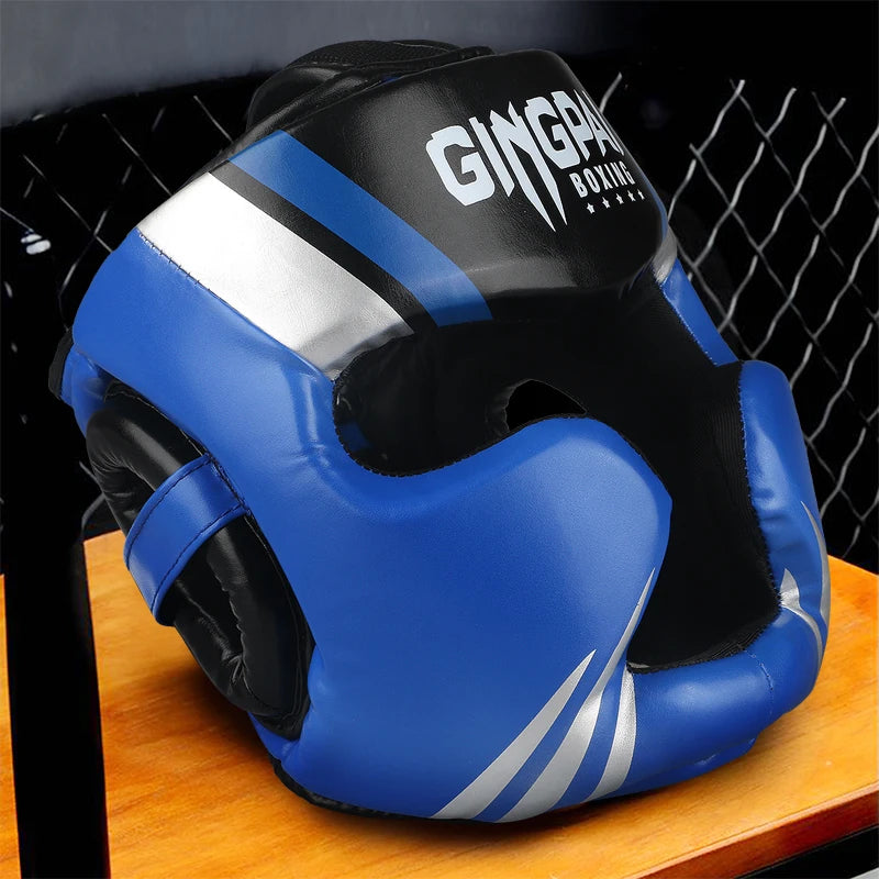 Boxing Headgear Helmet for Kickboxing Muay Thai MMA Sanda Training, Red/Blue/White, S-XL