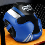 Boxing Headgear Helmet for Kickboxing Muay Thai MMA Sanda Training, Red/Blue/White, S-XL