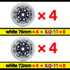 Inline skate wheels 8pcs 90A 72/76/80mm white or yellow, optional ILQ11 bearings