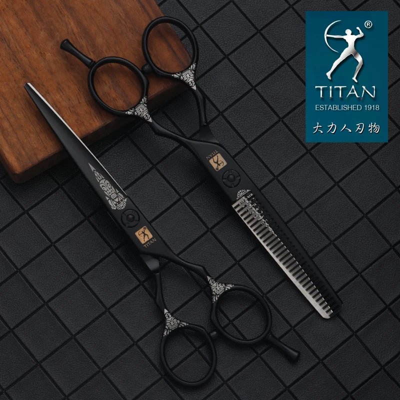 TITAN Hair Thinning Cutting Scissors Japanese Steel Barber Shears 5.5 or 6.0 Inch