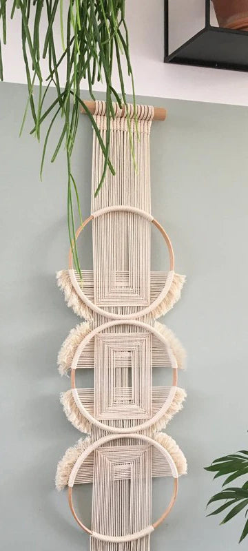 Creative Wooden Round Cotton Wall Decoration Macrame Wall Hanging Tapestry Hand Woven Simple Mandala Style For Room House Decor
