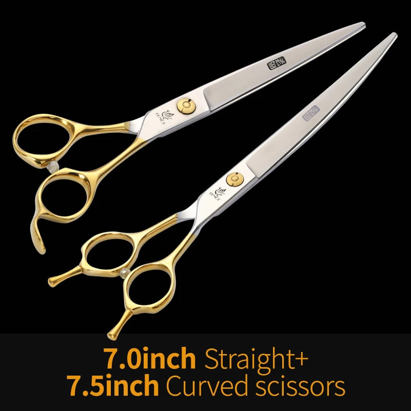 Fenice JP440C Steel Professional Pet Scissors Straight&Thinning&Curved Grooming Shears Tool Set