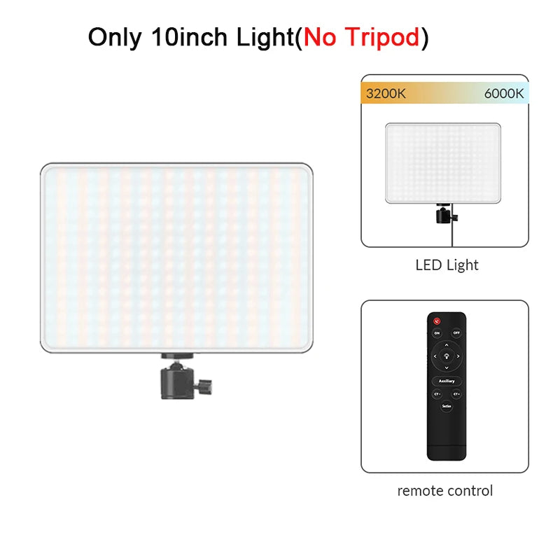10inch LED Video Light Panel Kit EU Plug 2700K-5700K Photography Lighting With Tripod Arm Stand For Live Stream Video Photo Lamp