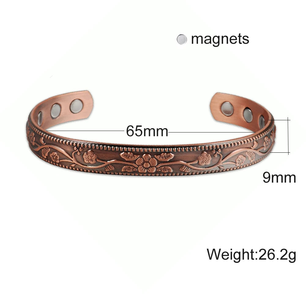Vinterly Pure Copper Bracelets Men Magnetic Arthritis Relief Adjustable Magnets Cuff Banglse Health Energy Jewelry Women Men