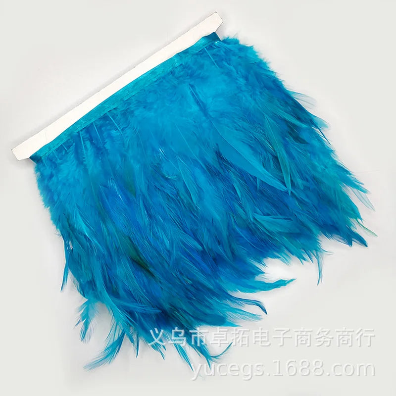 Wholesale 10 Meter 10-15CM 4-6inch Chicken Rooster Tail Feathers Trims Strip for Wedding Party Clothing Rooster Feather Trim