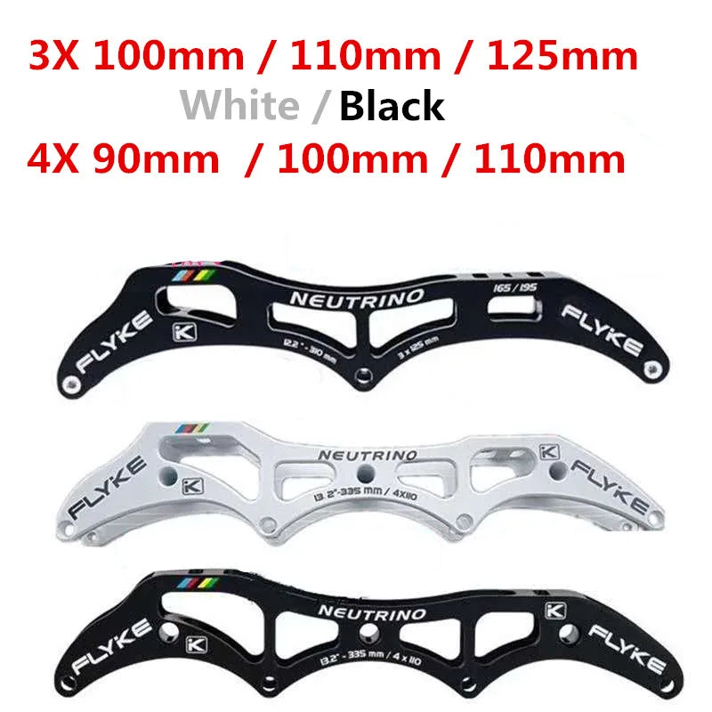 Flyke Neutrino inline speed skate frame 1 pair, black/white, 3x90-125mm or 4x90-110mm