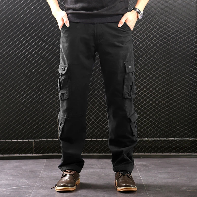 Men's Cargo Jogger Pants Loose Fit Hiking Sweatpants, Army Green/Yellow, Sizes 29-44