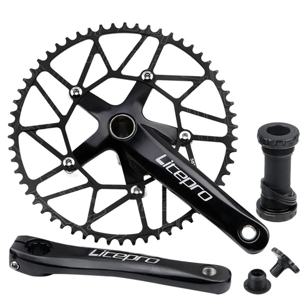Litepro Folding Bike Hollow Integrated Crank Chainwheel Sprocket Central Shaft Bicycle Positive Negative Tooth Single Chainring