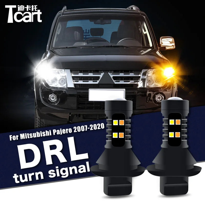 Car led turn bulb accessories 7440 For Mitsubishi Pajero Montero Shogun (V80/ NS) 2Pcs Led drl Daytime Running Light Turn Lights
