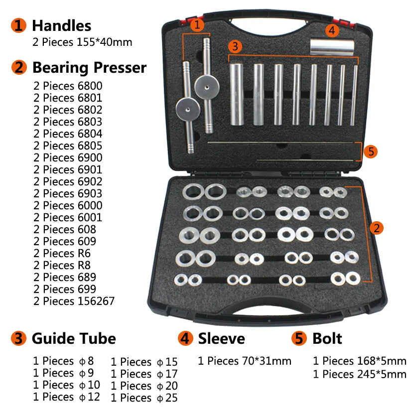 Bike Hub Bearing Install and Remove Tool Kit Pressed Bottom Bracket Tool Set Bearing Hub Disassembly Assembly Tool Bike Tool Kit