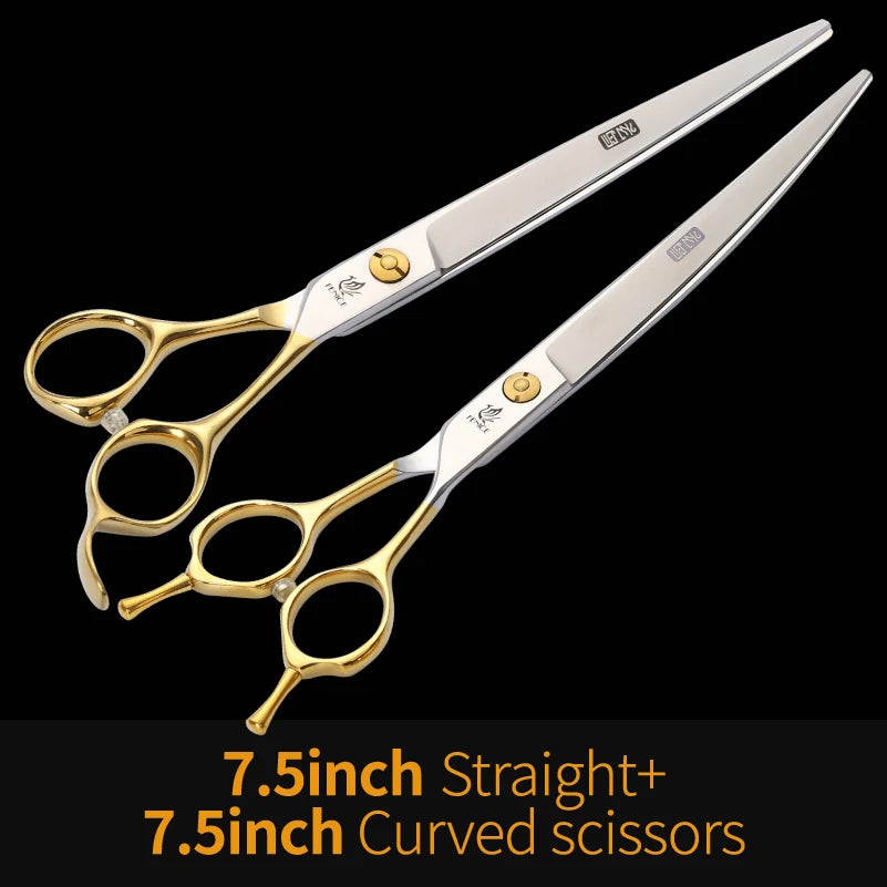 Fenice JP440C Steel Professional Pet Scissors Straight&Thinning&Curved Grooming Shears Tool Set